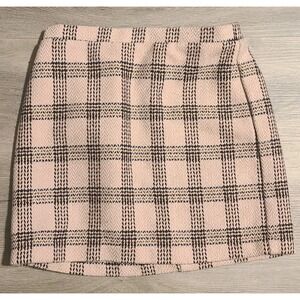 Wild Fable Womens Skirt  XS Pink Plaid Woven Mini Straight Pull On Elastic Waist